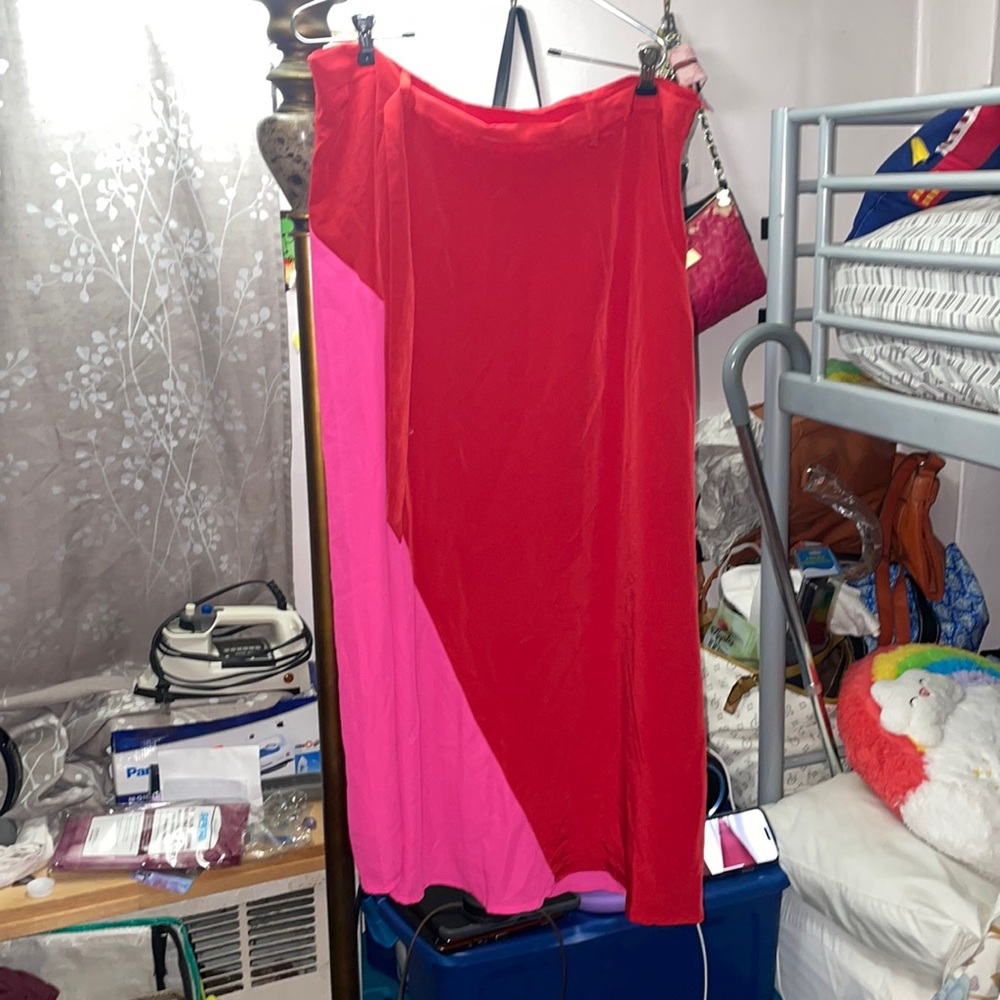 Red and pink combo skirt